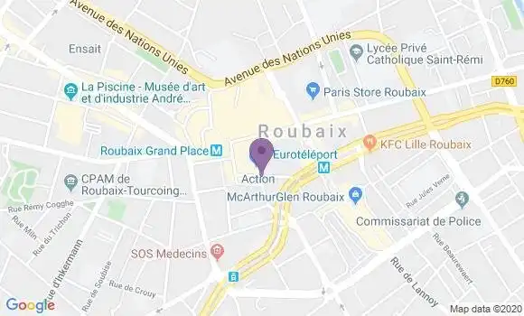 Localisation Banque Postale Agence de Roubaix