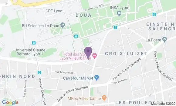 Localisation LCL Agence de Villeurbanne la Doua