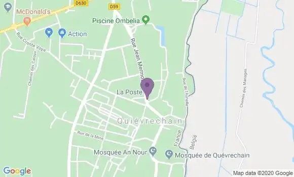 Localisation Banque Postale Agence de Quiévrechain
