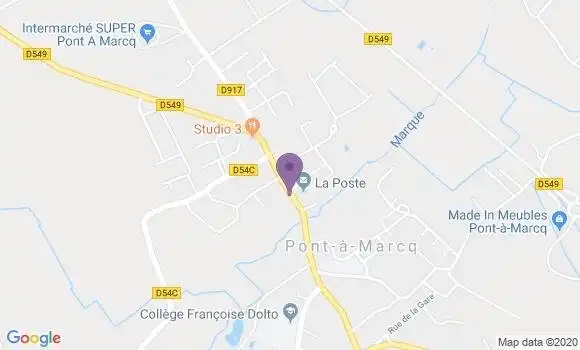 Localisation Banque Postale Agence de Pont à Marcq