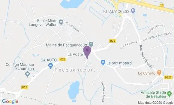 Localisation Banque Postale Agence de Pecquencourt