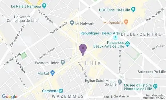 Localisation Banque Postale Agence de Lille Gambetta