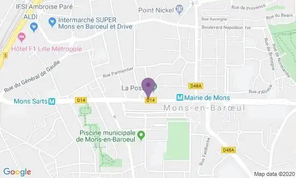 Localisation Banque Postale Agence de Mons en Baroeul