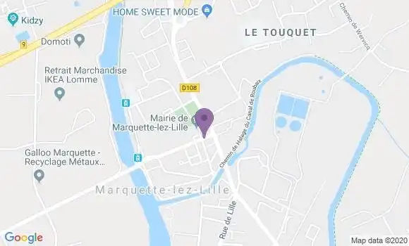 Localisation Banque Postale Agence de Marquette lez Lille