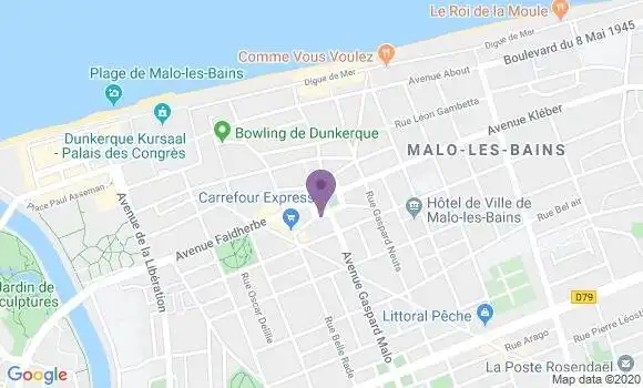 Localisation Banque Postale Agence de Dunkerque Malo