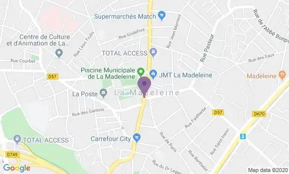 Localisation Banque Postale Agence de La Madeleine