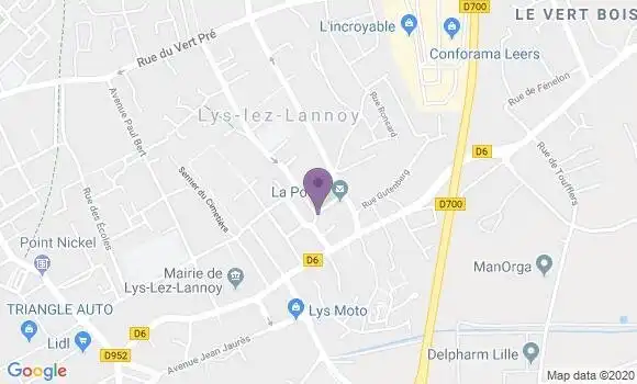 Localisation Banque Postale Agence de Lys lez Lannoy