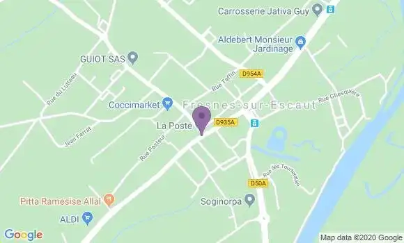 Localisation Banque Postale Agence de Fresnes sur Escaut