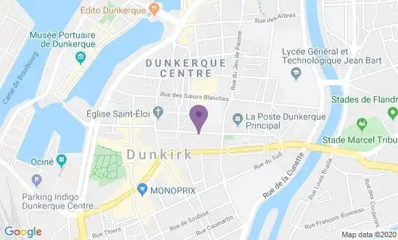Localisation Banque Postale Agence de Dunkerque