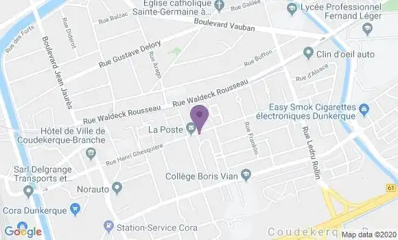 Localisation Banque Postale Agence de Coudekerque Branche