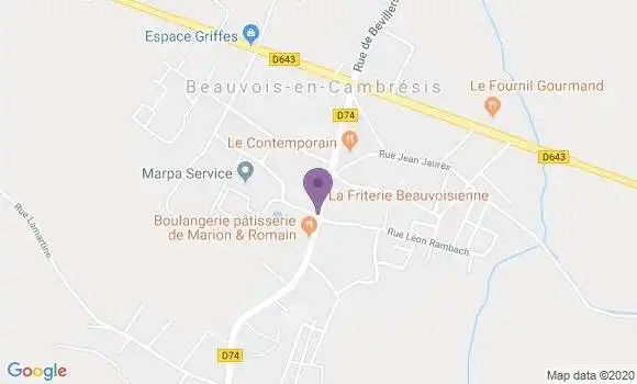 Localisation Banque Postale Agence de Beauvois en Cambrésis