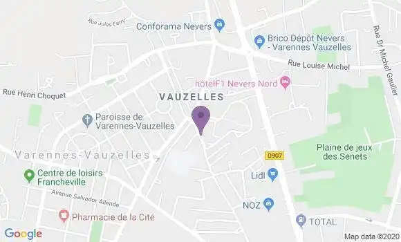 Localisation Banque Postale Agence de Varennes Vauzelles