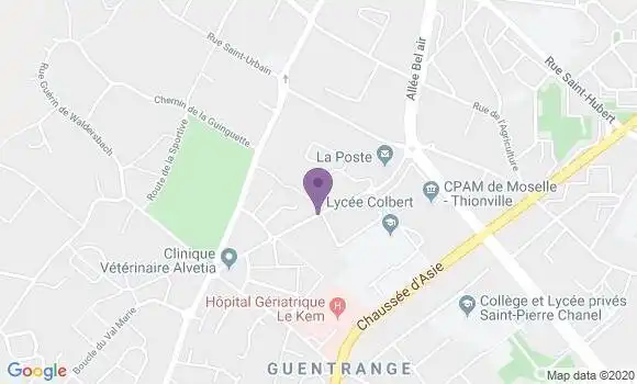 Localisation Banque Postale Agence de Thionville Côte des Roses