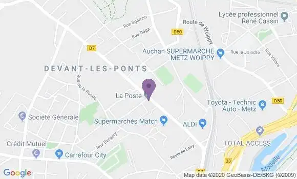 Localisation Banque Postale Agence de Metz Devant les Ponts