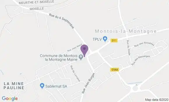 Localisation Banque Postale Agence de Montois la Montagne
