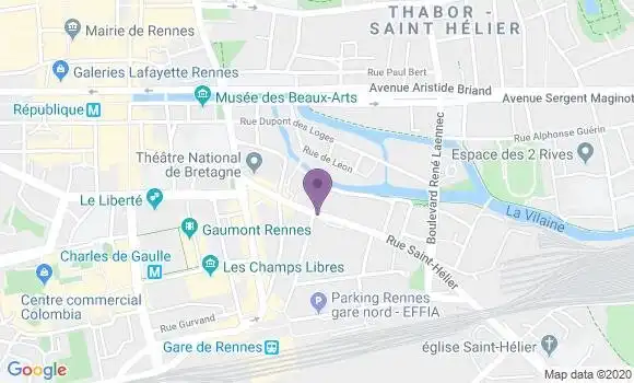 Localisation LCL Agence de Rennes Saint Helier