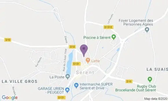 Localisation Banque Postale Agence de Sérent