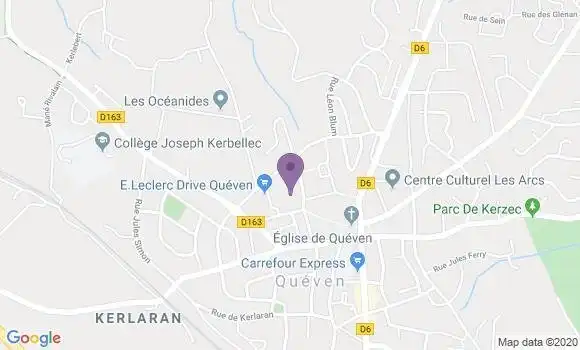 Localisation Banque Postale Agence de Quéven
