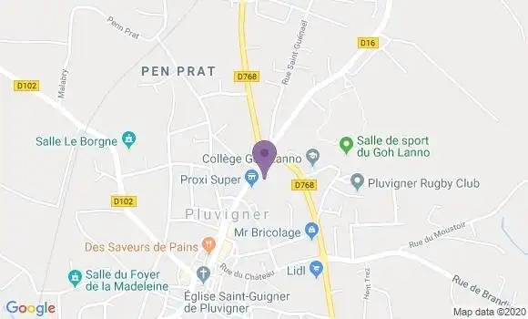 Localisation Banque Postale Agence de Pluvigner