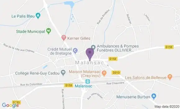 Localisation Banque Postale Agence de Malansac