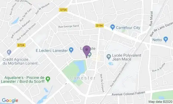 Localisation Banque Postale Agence de Lanester Mauriac