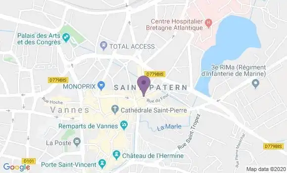 Localisation Banque Postale Agence de Vannes Saint Patern