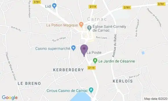 Localisation Banque Postale Agence de Carnac