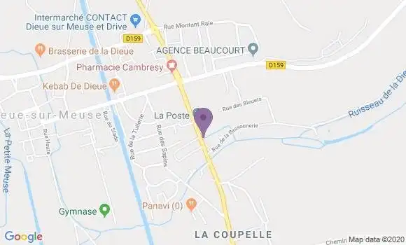 Localisation Banque Postale Agence de Dieue sur Meuse