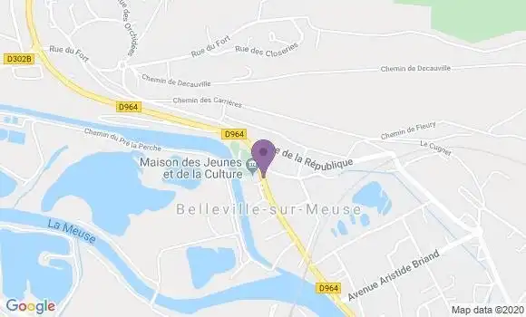 Localisation Banque Postale Agence de Belleville sur Meuse
