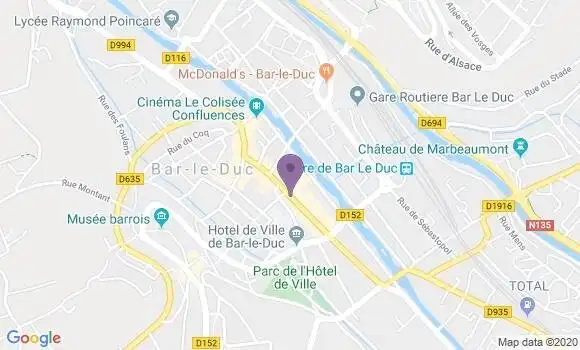 Localisation Banque Postale Agence de Bar le Duc Rochelle