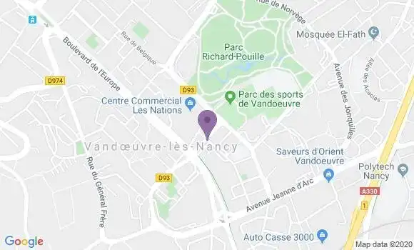 Localisation Banque Postale Agence de Vandoeuvre lès Nancy Nations