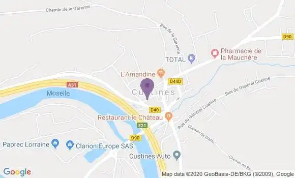 Localisation Banque Postale Agence de Custines