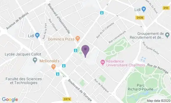 Localisation Banque Postale Agence de Vandoeuvre lès Nancy Montet Octroi