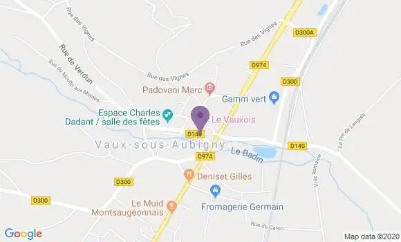 Localisation Banque Postale Agence de Vaux sous Aubigny