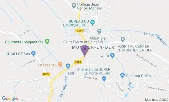 Localisation Banque Postale Agence de Montier en Der