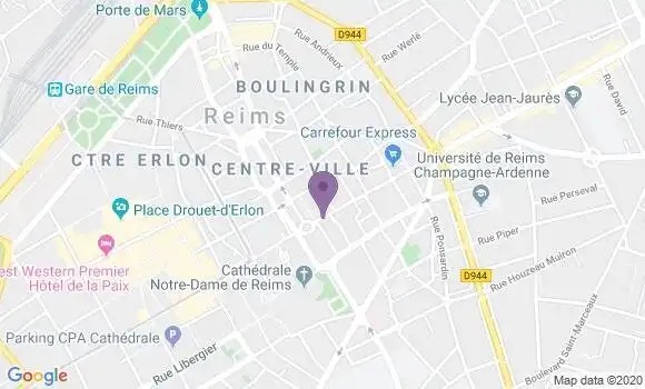 Localisation Banque Postale Agence de Reims Cérès