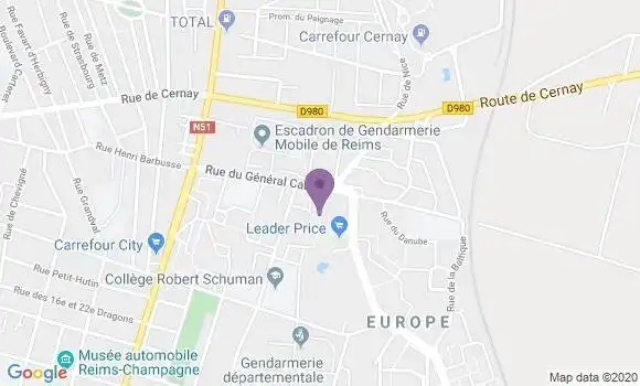 Localisation Banque Postale Agence de Reims Europe