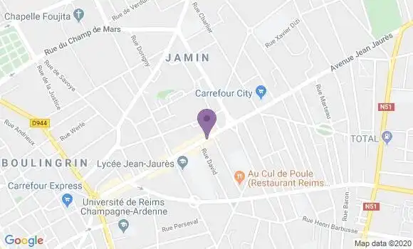 Localisation Banque Postale Agence de Reims Jean Jaurès