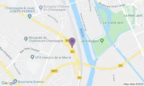 Localisation Banque Postale Agence de Châlons en Champagne Rive Gauche