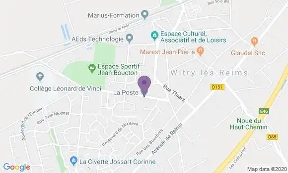 Localisation Banque Postale Agence de Witry lès Reims