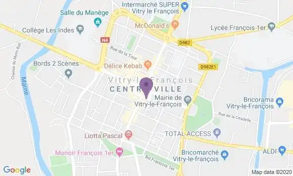 Localisation Banque Postale Agence de Vitry le François