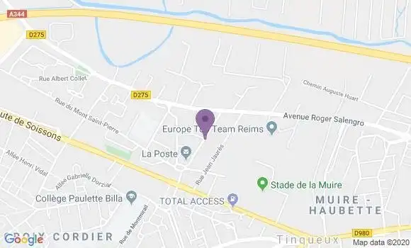 Localisation Banque Postale Agence de Tinqueux