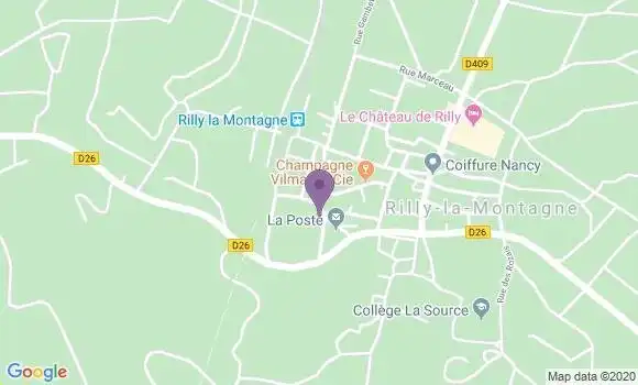 Localisation Banque Postale Agence de Rilly la Montagne