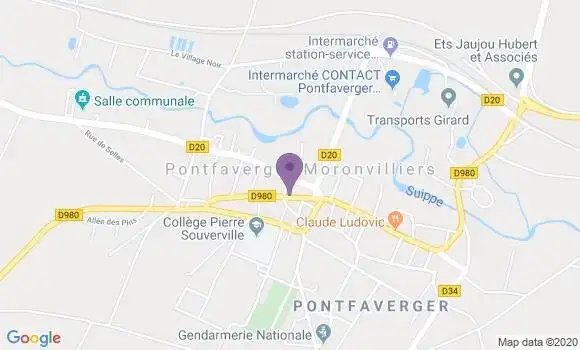 Localisation Banque Postale Agence de Pontfaverger Moronvilliers