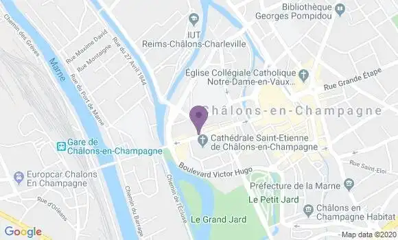 Localisation Banque Postale Agence de Châlons en Champagne Cathédrale