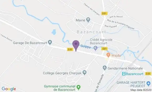 Localisation Banque Postale Agence de Bazancourt
