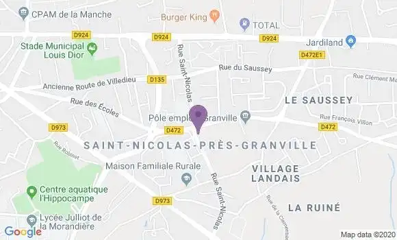Localisation Banque Postale Agence de Granville Saint Nicolas