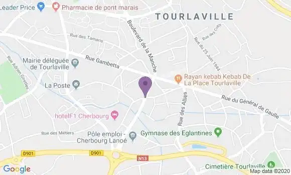 Localisation Banque Postale Agence de Tourlaville
