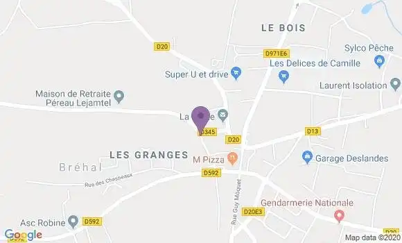 Localisation Banque Postale Agence de Bréhal