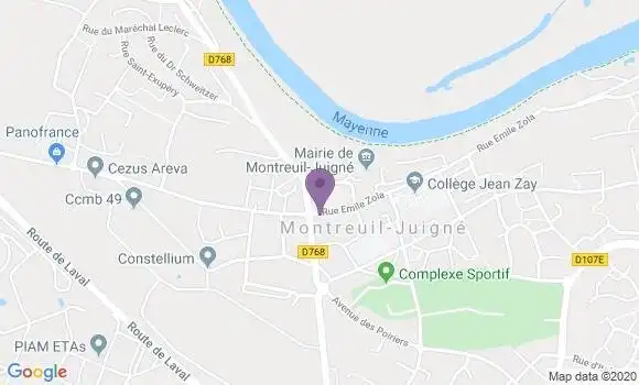 Localisation Banque Postale Agence de Montreuil Juigné
